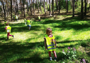 dzieci biegają i szukają motylków