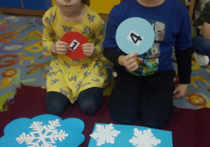 Dzieci segregowały gwiazki, płatki śniegu według kształtu i określały ich liczbę